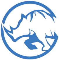 Blue circular logo with a stylized mountain and skier silhouette