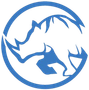 Blue circular logo with a stylized mountain and skier silhouette