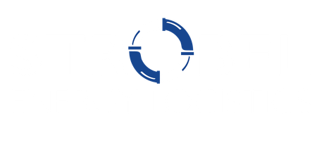 A blue circle with two arrows in it on a white background.