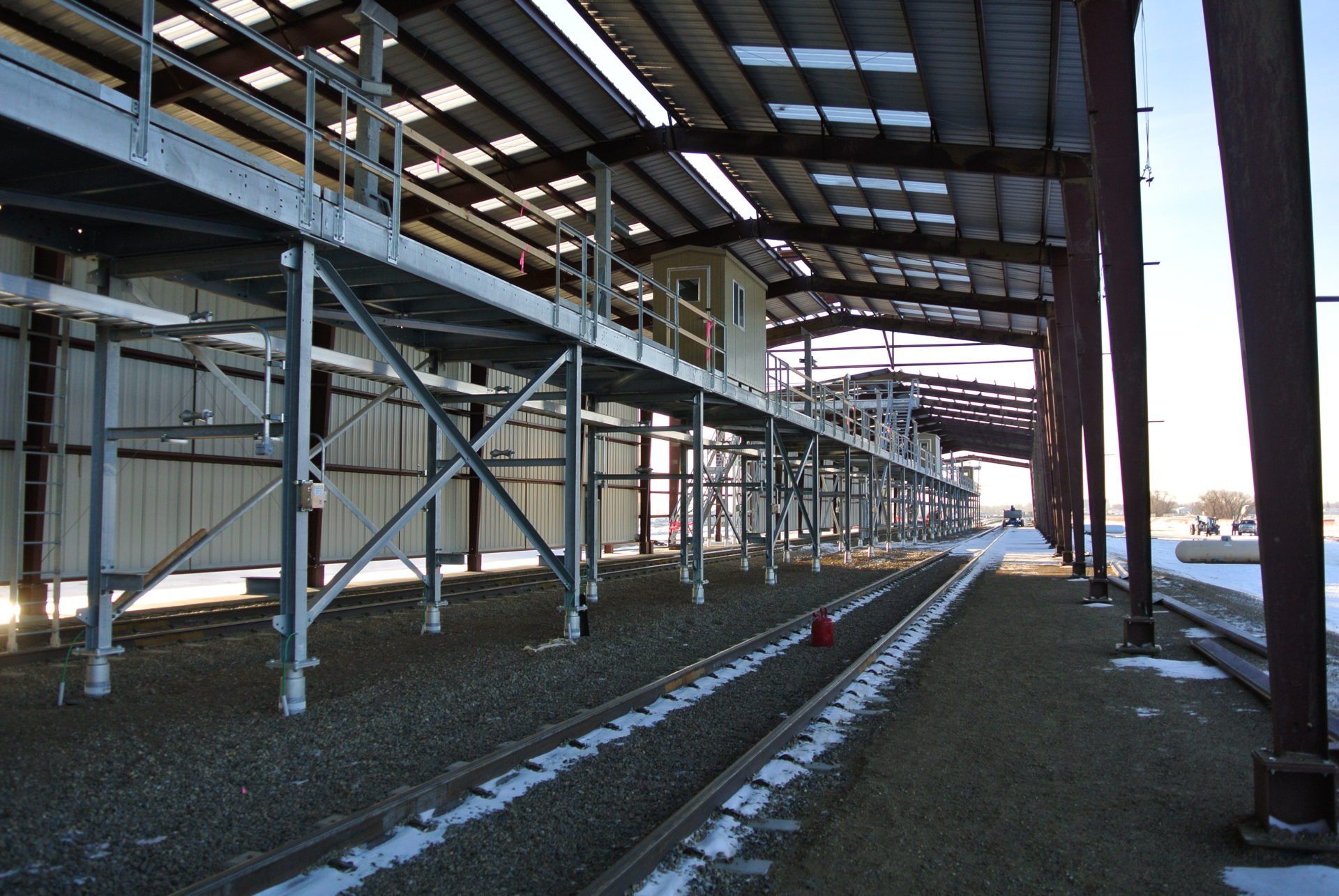 A building with a lot of stairs and tracks