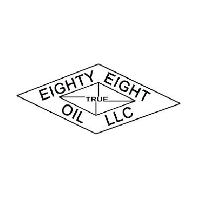 A black and white logo for eighty eight oil llc.