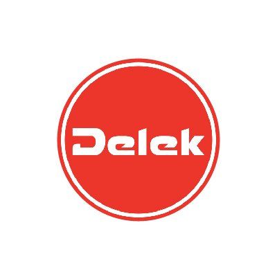 A red circle with the word delek on it