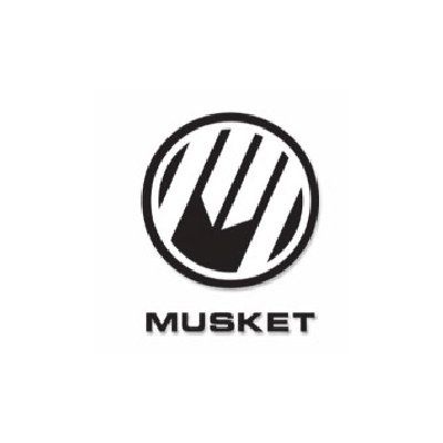 A black and white logo for musket on a white background.