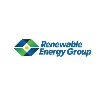 The logo for the renewable energy group is blue and green.