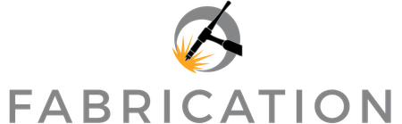 A logo for fabrication with a welding torch in a circle.