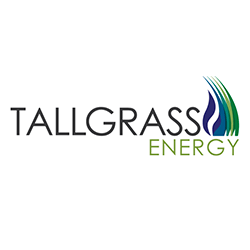 A logo for tallgrass energy with a flame in the middle.