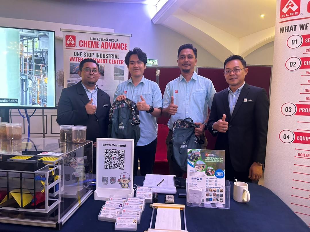 Group photo at the Cheme Advance booth during the DOE Johor Seminar
