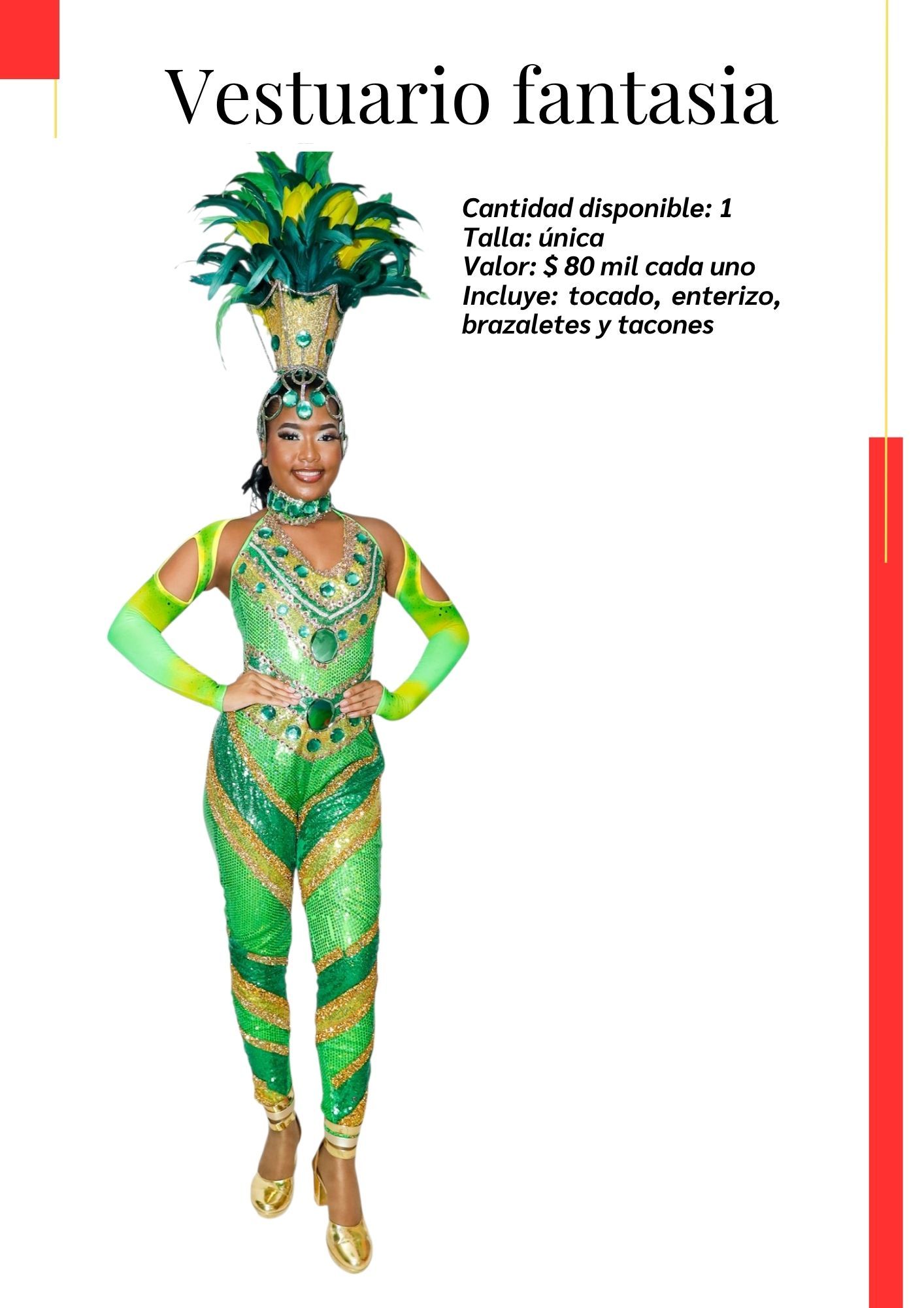 Una mujer con un traje verde y dorado con una planta en la cabeza. Kymbala. 