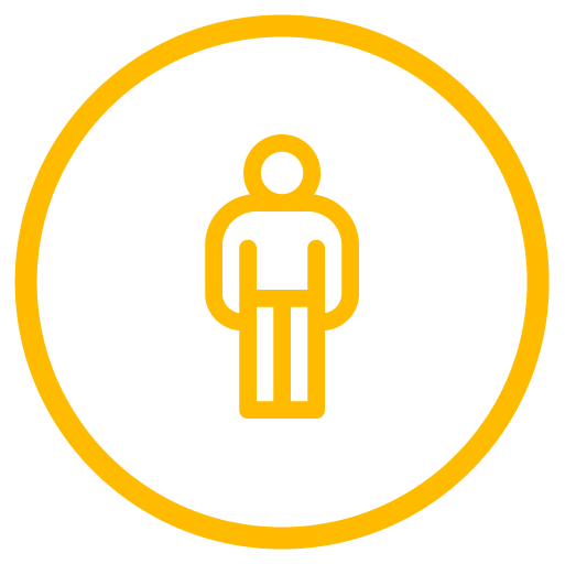Un icono de una persona en un círculo amarillo.