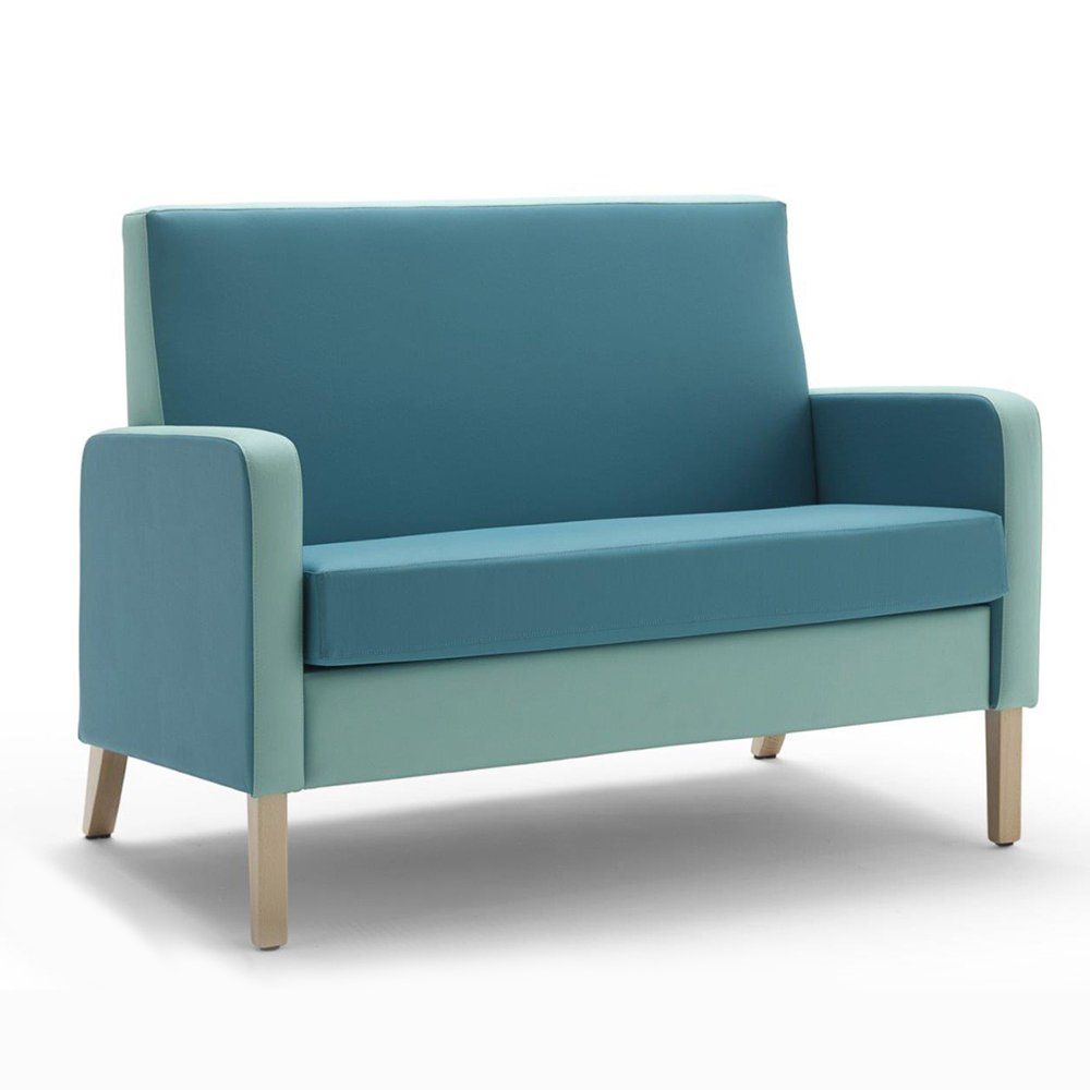Two-seater sofa with low backrest