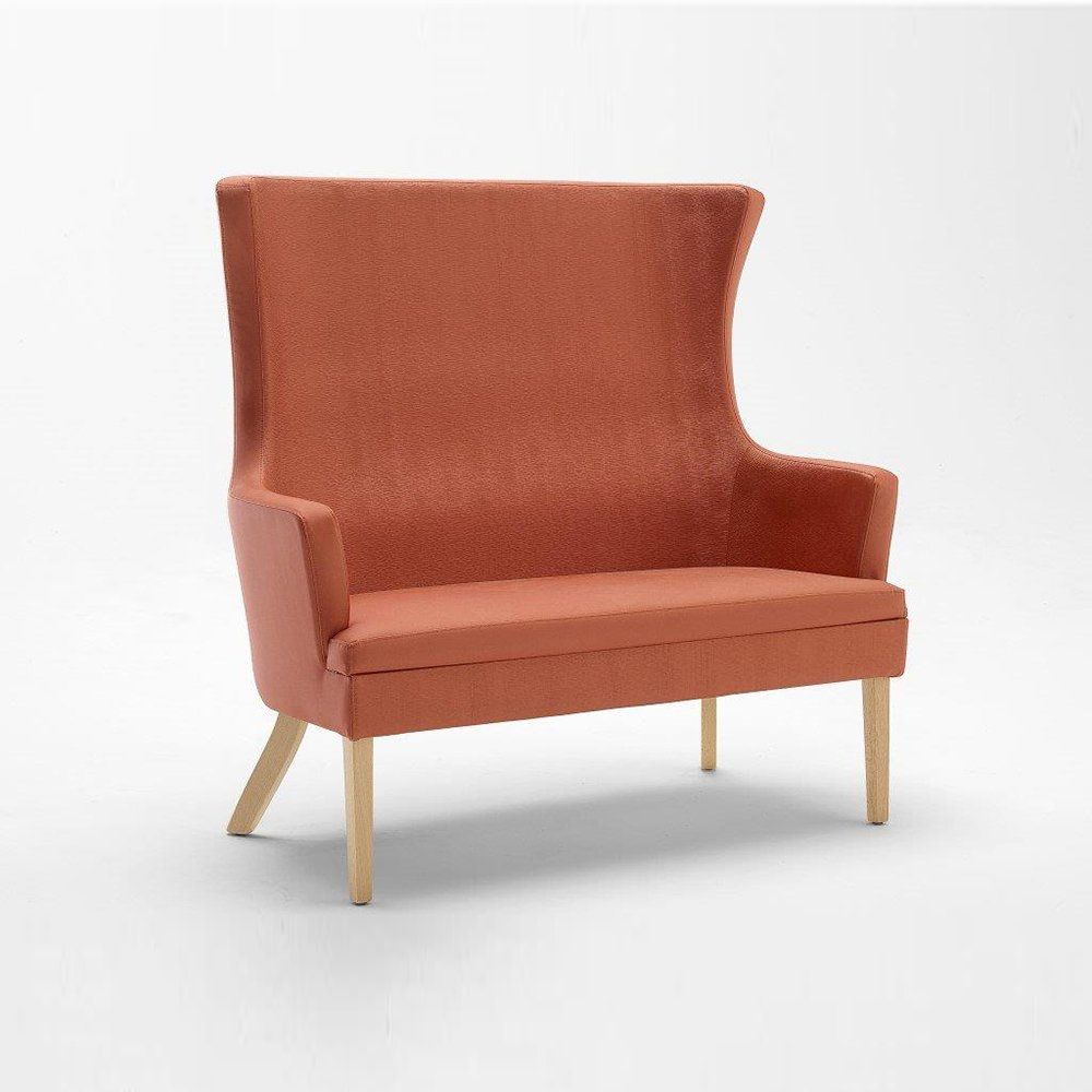 Two-seater sofa with low backrest