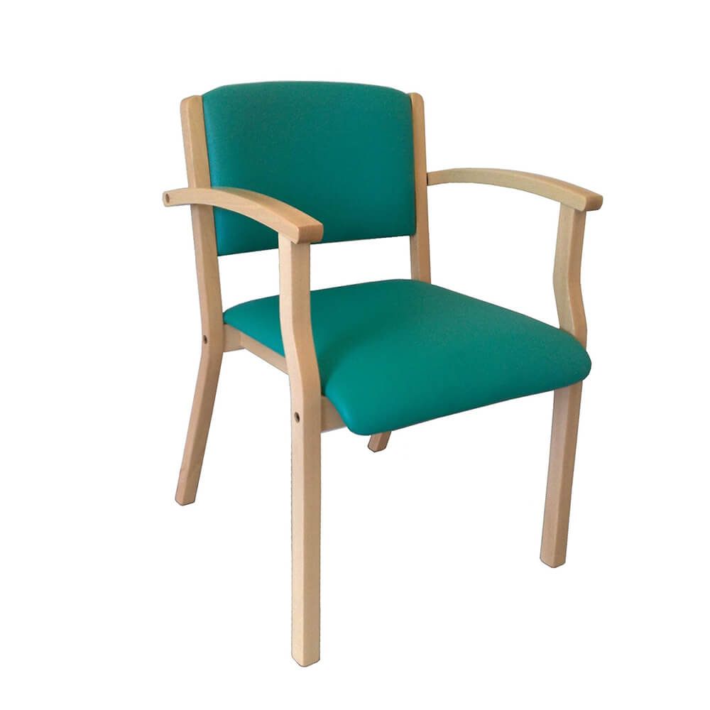 Seniors chair with armrests and dark green seat