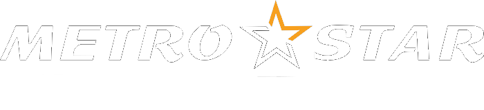 A logo for metro star with a star in the middle.