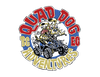 A logo for quad dog adventures with a dog on a four wheeler