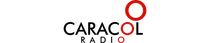 Logotipo de Caracol Radio. La palabra "CARACOL" en negro con "OL" en rojo y un círculo rojo encima. "RADIO" en negro debajo de "CARACOL".