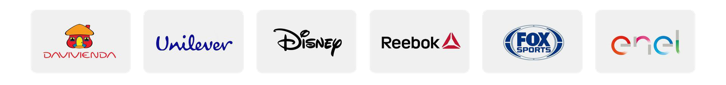Logotipos de diferentes empresas, incluidas Airbnb, Unilever, Disney y Fox.