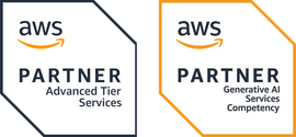 Insignias de socio de AWS: competencia en servicios de nivel avanzado y servicios de inteligencia artificial generativa.