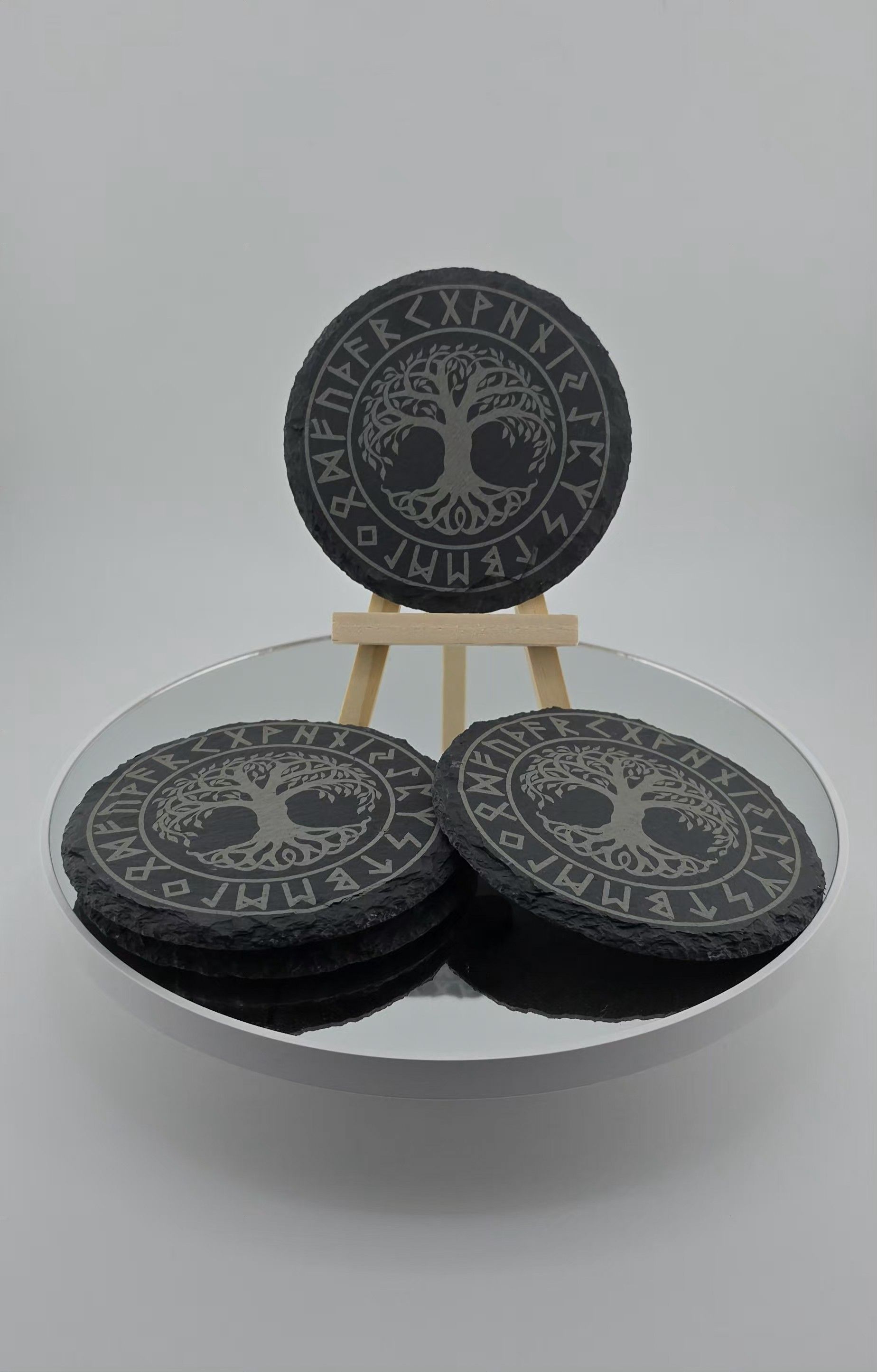 Tree of Life Laser Engraved Slate Coasters – Set of 4