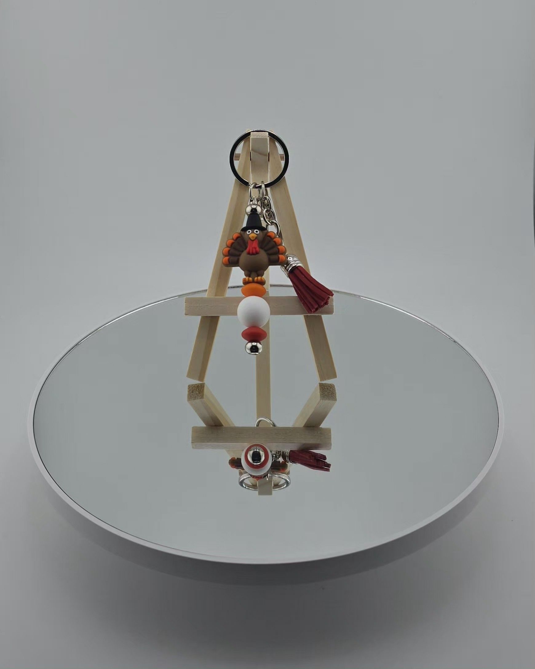 Thanksgiving Pilgrim Turkey Keychain, Handmade