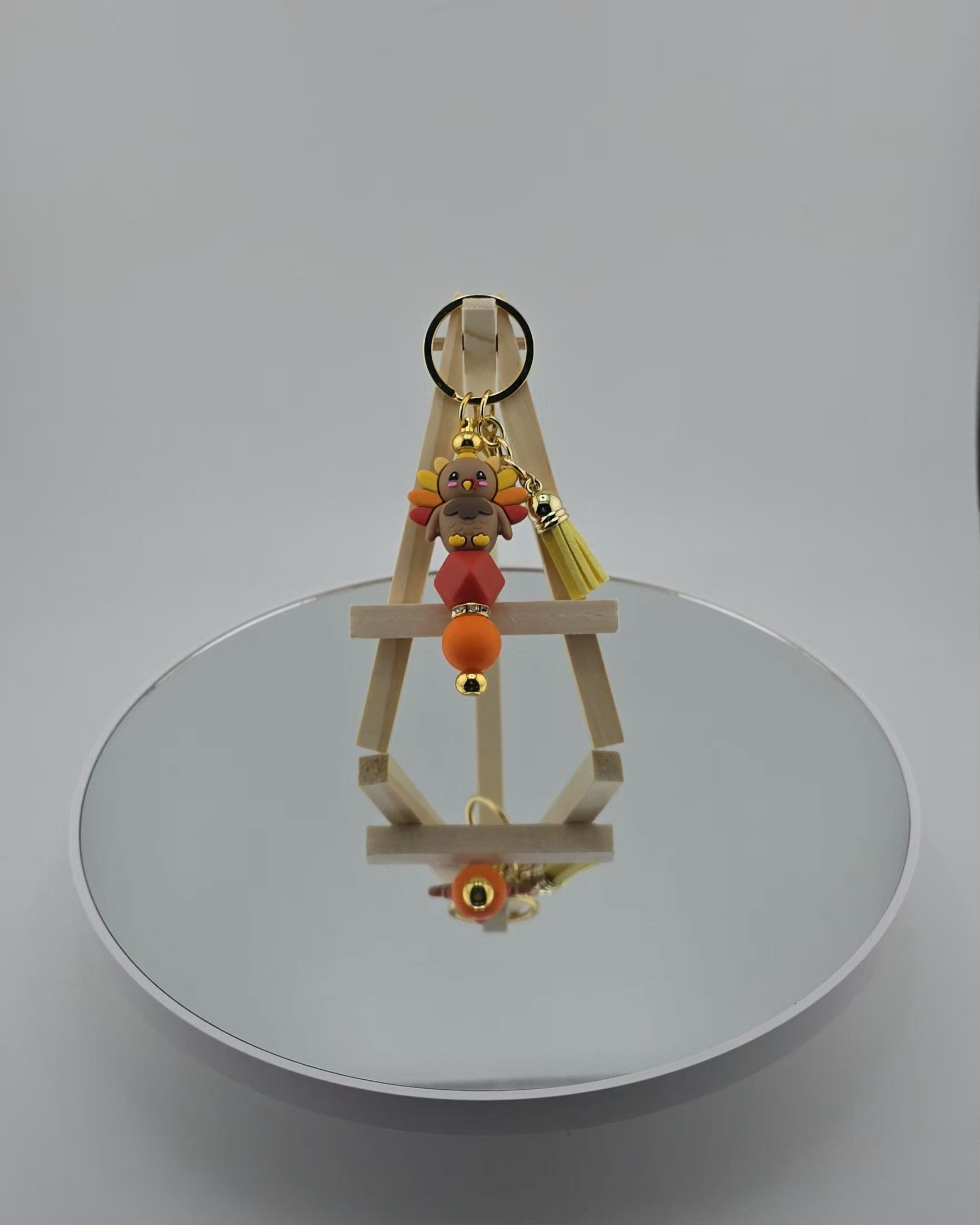 Cute Thanksgiving Turkey Keychain, Handmade