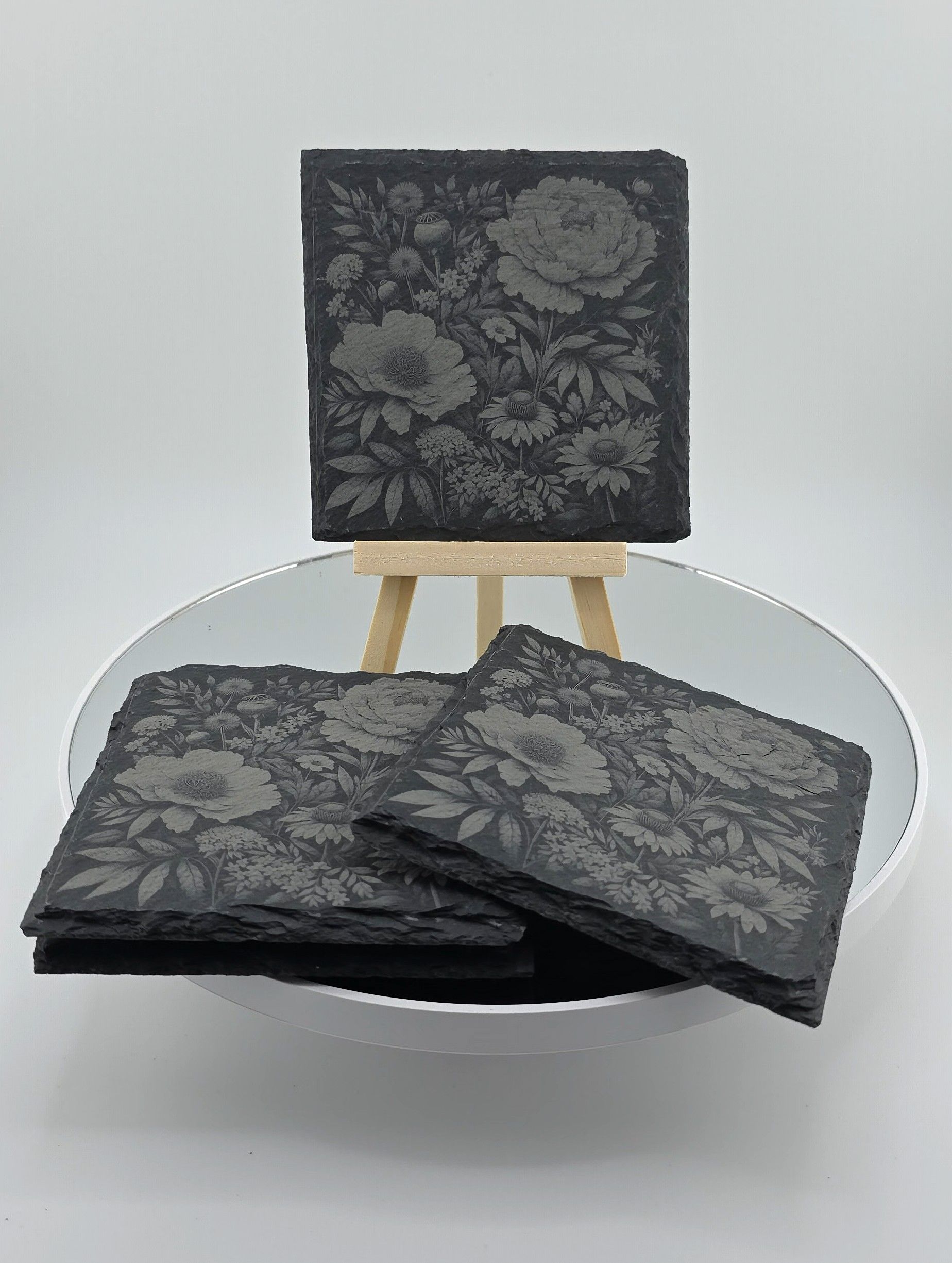 Floral Botanical Slate Coasters - Set of 4