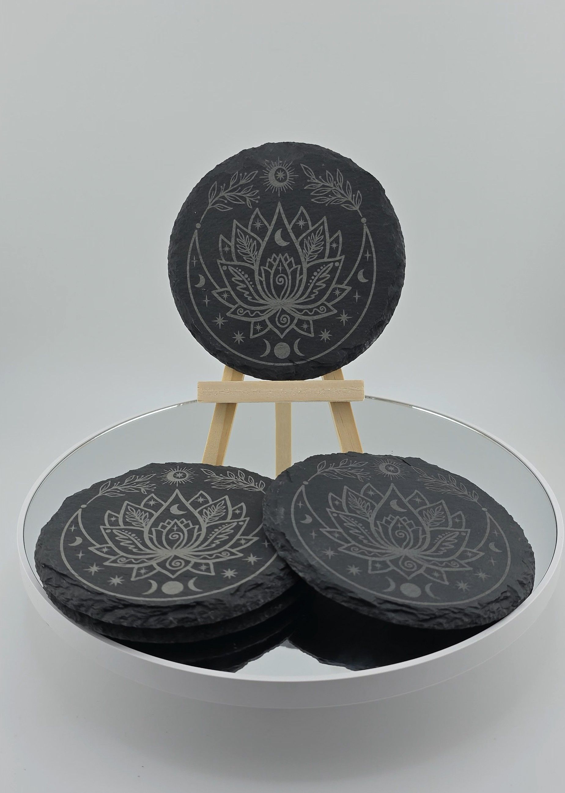 Lotus Moon Slate Coasters - Set of 4