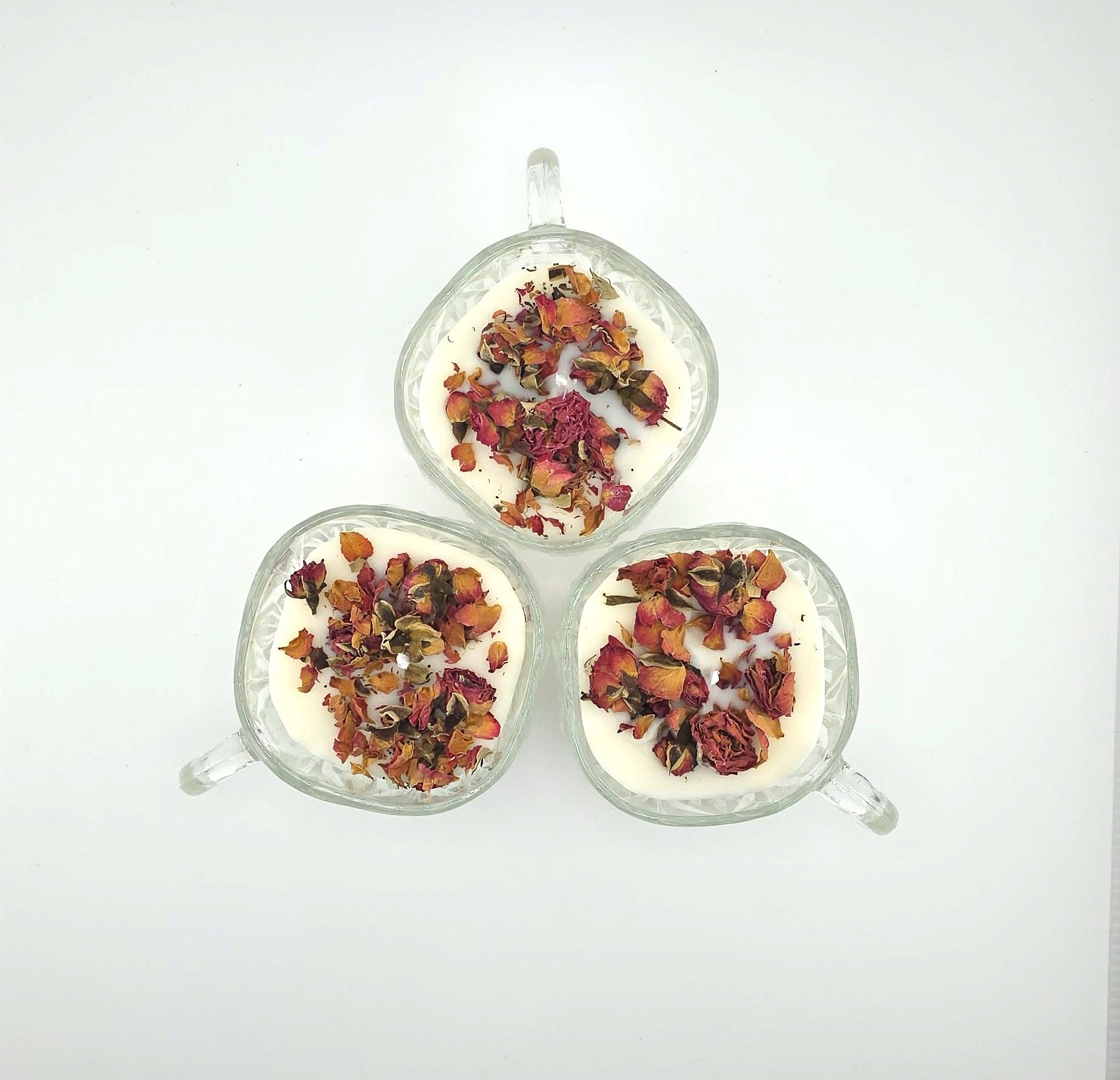 Upscaled Vintage Glass Candle with Roselle Buds(Set of 3)