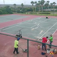 Men Working On Sports Court — Jacksonville, FL — Pro Sealed Asphalt Inc.