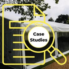A magnifying glass with the words case studies on it