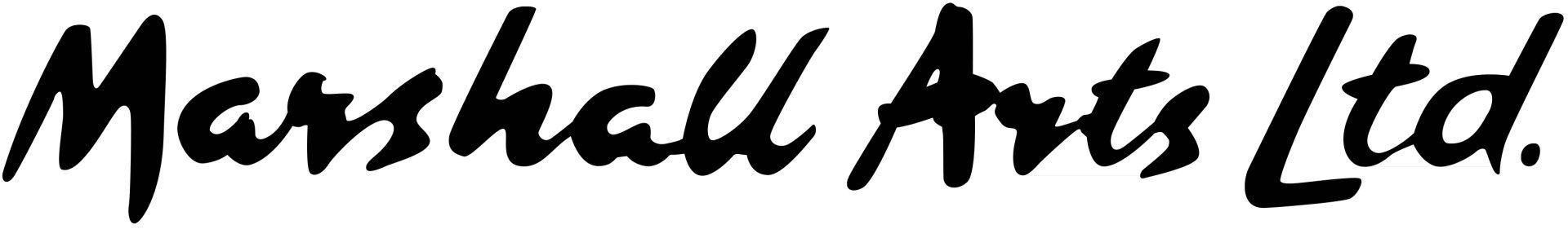 A black and white logo for marshall arts ltd
