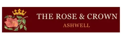 A red sign that says the rose and crown ashwell