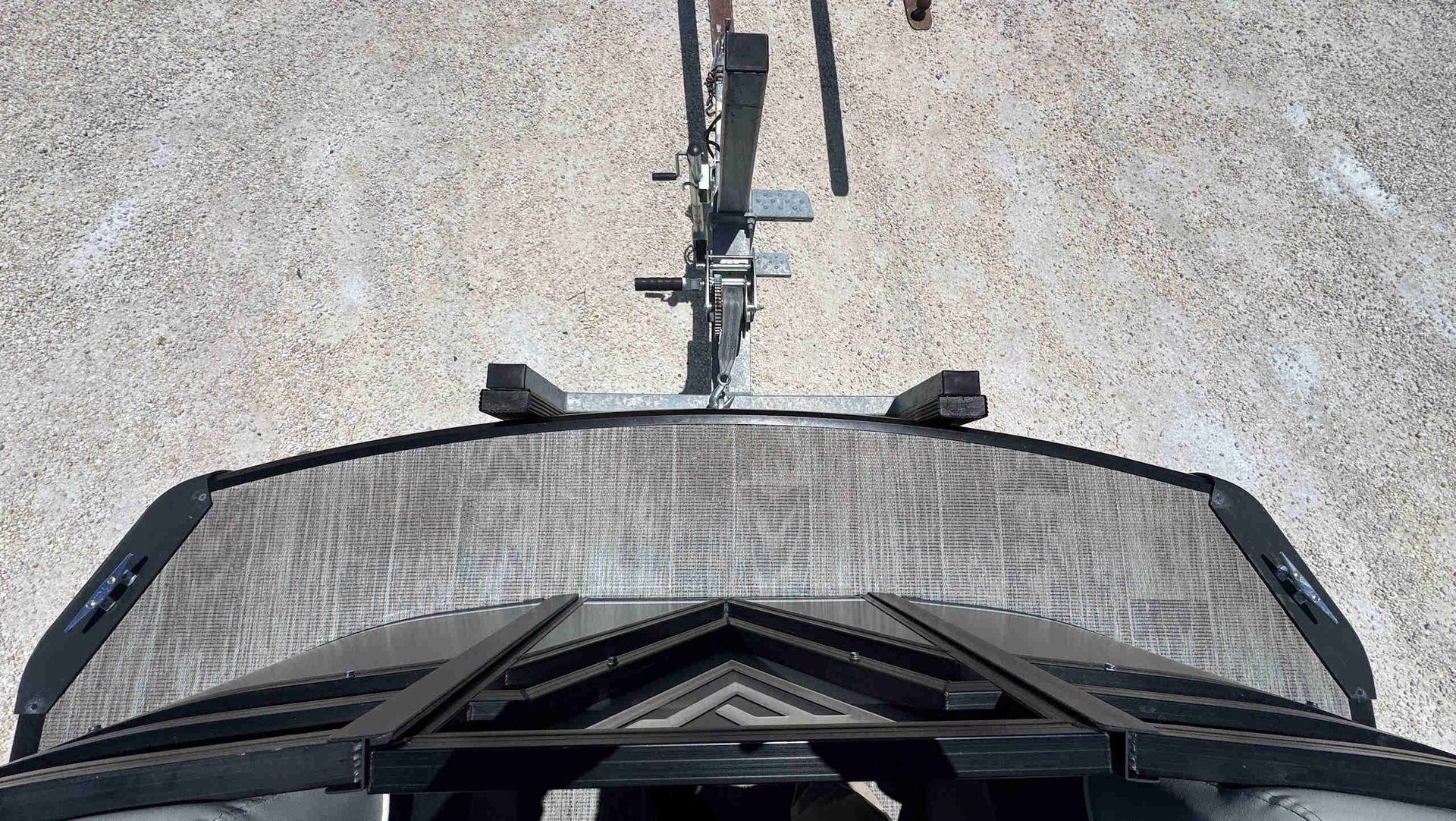Tritoon bow looking down at trailer