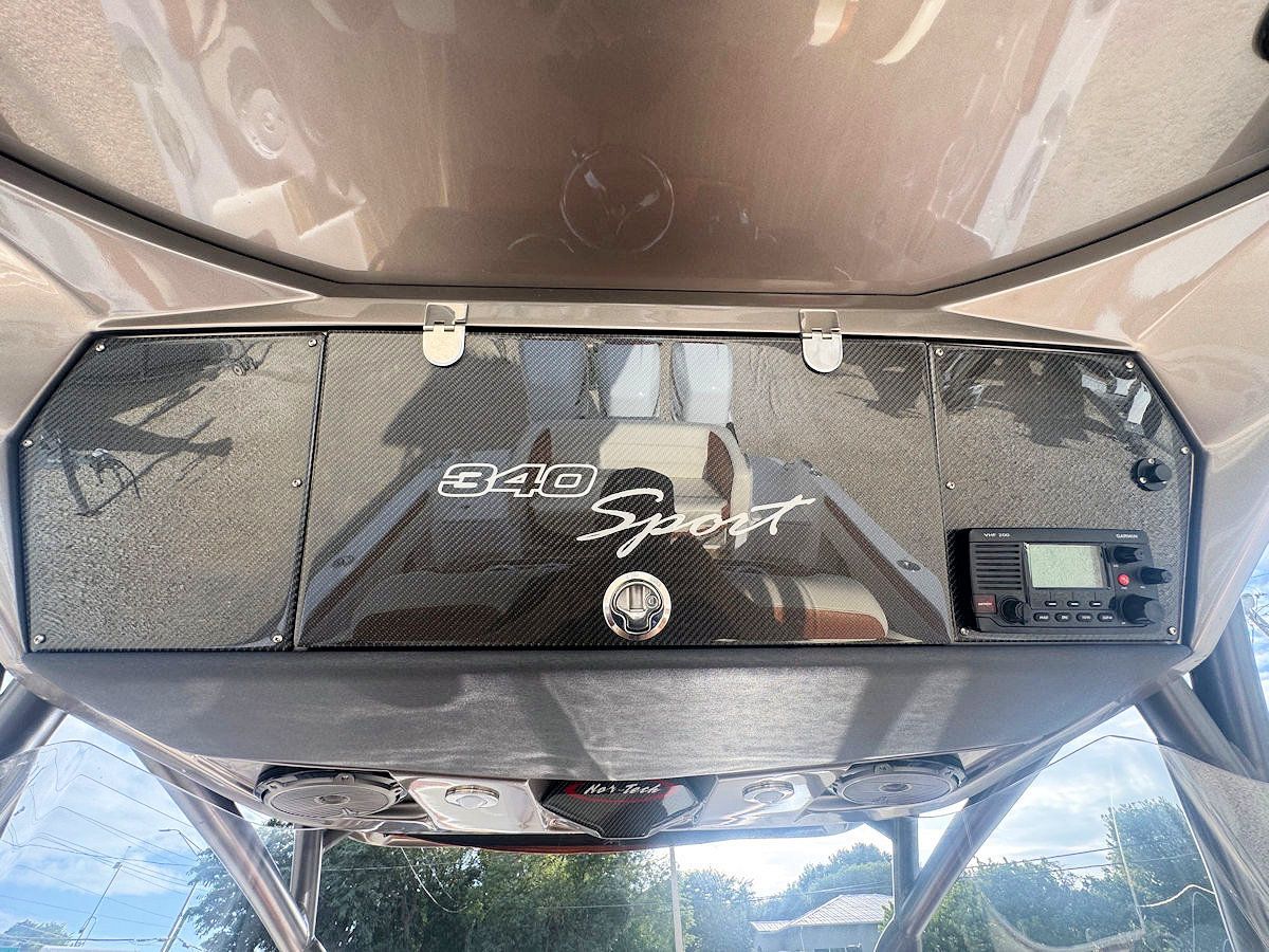 Dashboard inside a boat with 