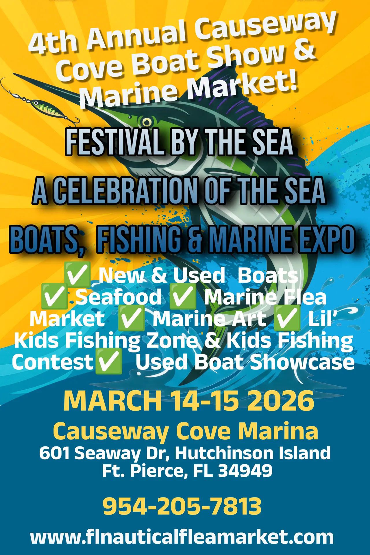 4th Annual Causeway Cove Boat Show & Marine Market, Ft. Pierce, FL, March 14-15, 2026 Poster for 4th Annual Causeway Cove Boat Show & Marine Market, Ft. Pierce, FL, March 14-15, 2026.