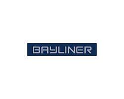 A blue and white logo for bayliner on a white background.