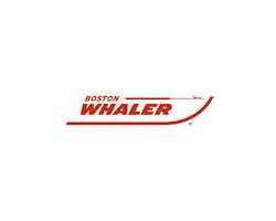 A red and white logo for boston whaler on a white background.