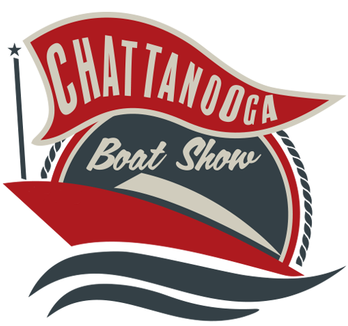 Chattanooga Boat Show Chattanooga Boat Show logo with a red and blue boat illustration.