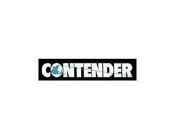 A logo for a company called contender on a white background.