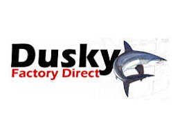 The dusky factory direct logo has a shark on it.