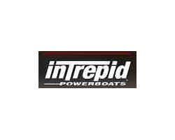The logo for intrepid powerboats is on a white background.