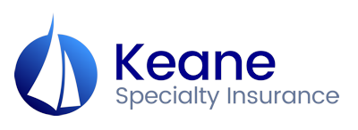 A blue and white logo for keane specialty insurance