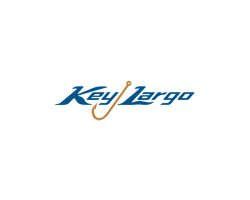 A key largo logo with a hook on a white background.