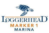 Loggerhead Marker 1 Marina logo with a blue turtle above dark blue text. Orange 