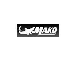 It is a black and white Mako logo with a shark on it.