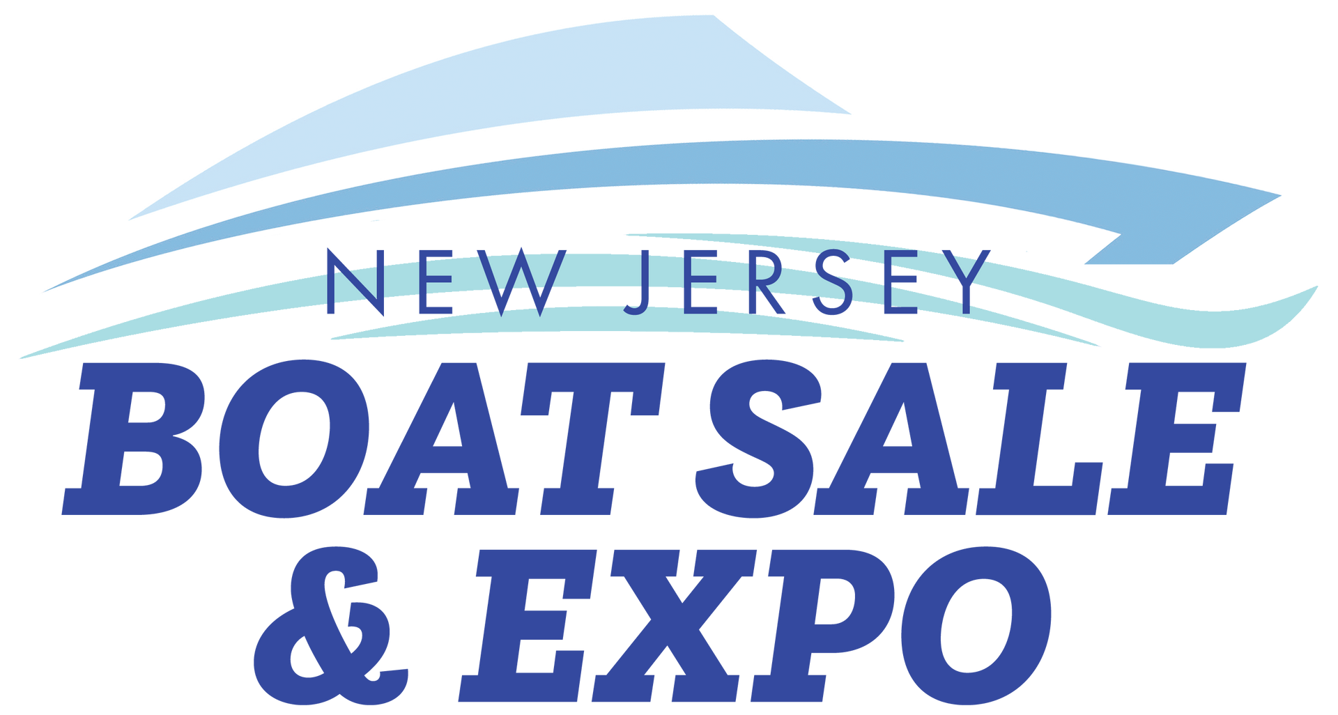 New Jersey Boat Sale & Expo New Jersey Boat Sale & Expo logo: blue text and stylized boat illustration.