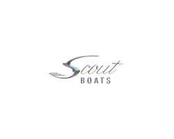 A logo for scout boats on a white background.