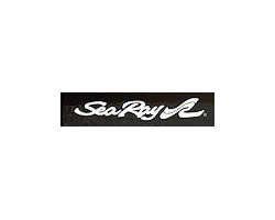 A black and white logo for sea ray boats on a white background.