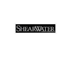 A black and white logo for shearwater on a white background.