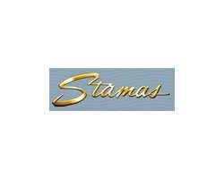A gold logo for a company called Stama.