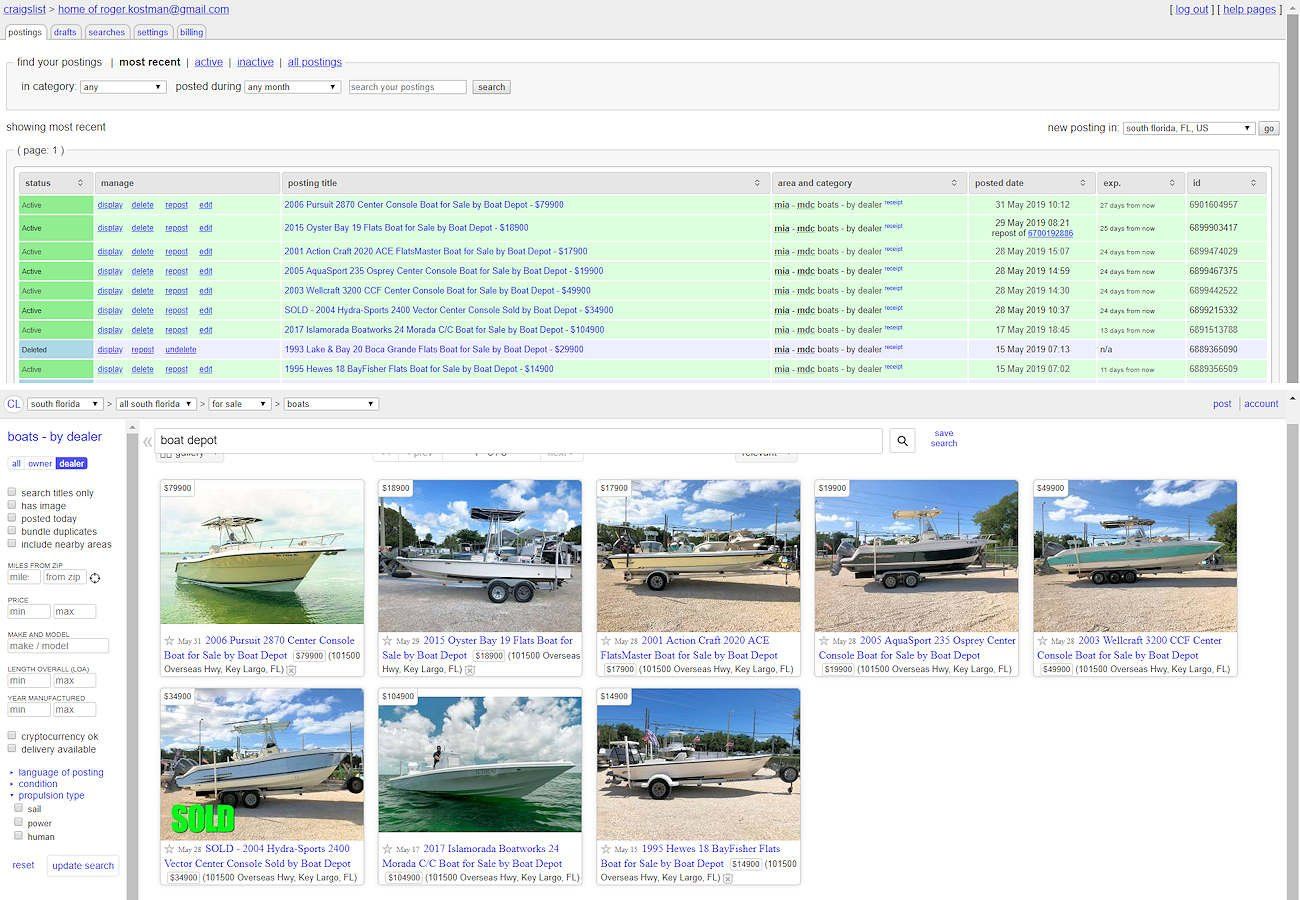 The Marine Web will create and maintain your boat and service ads on Craigslist.org.